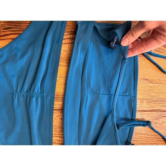 Blackbough Blue Swim Strappy Crop Top High Waisted Bottom Bikini Set Size Medium - Picture 3 of 4